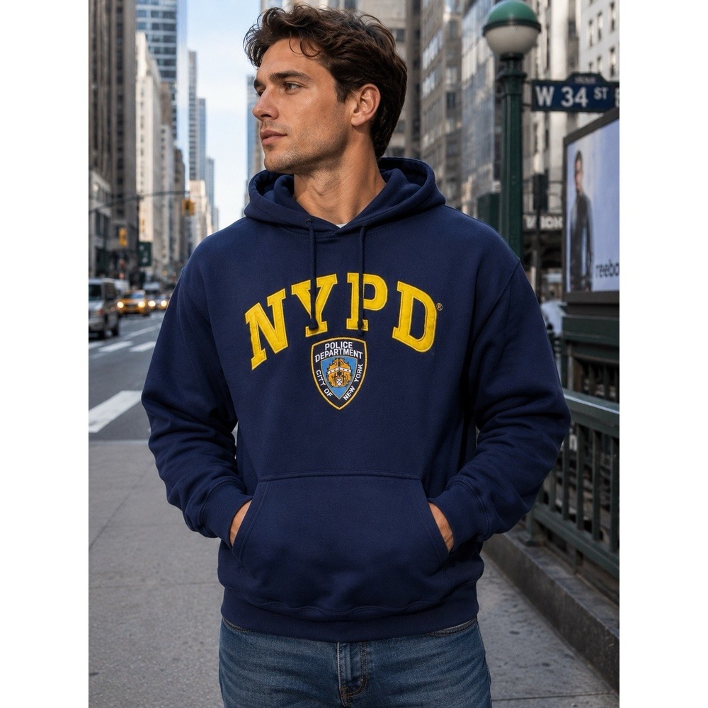 OFFICIAL NYPD Hoodie Men's Medium Navy Blue Police Department‎ Pullover -3320